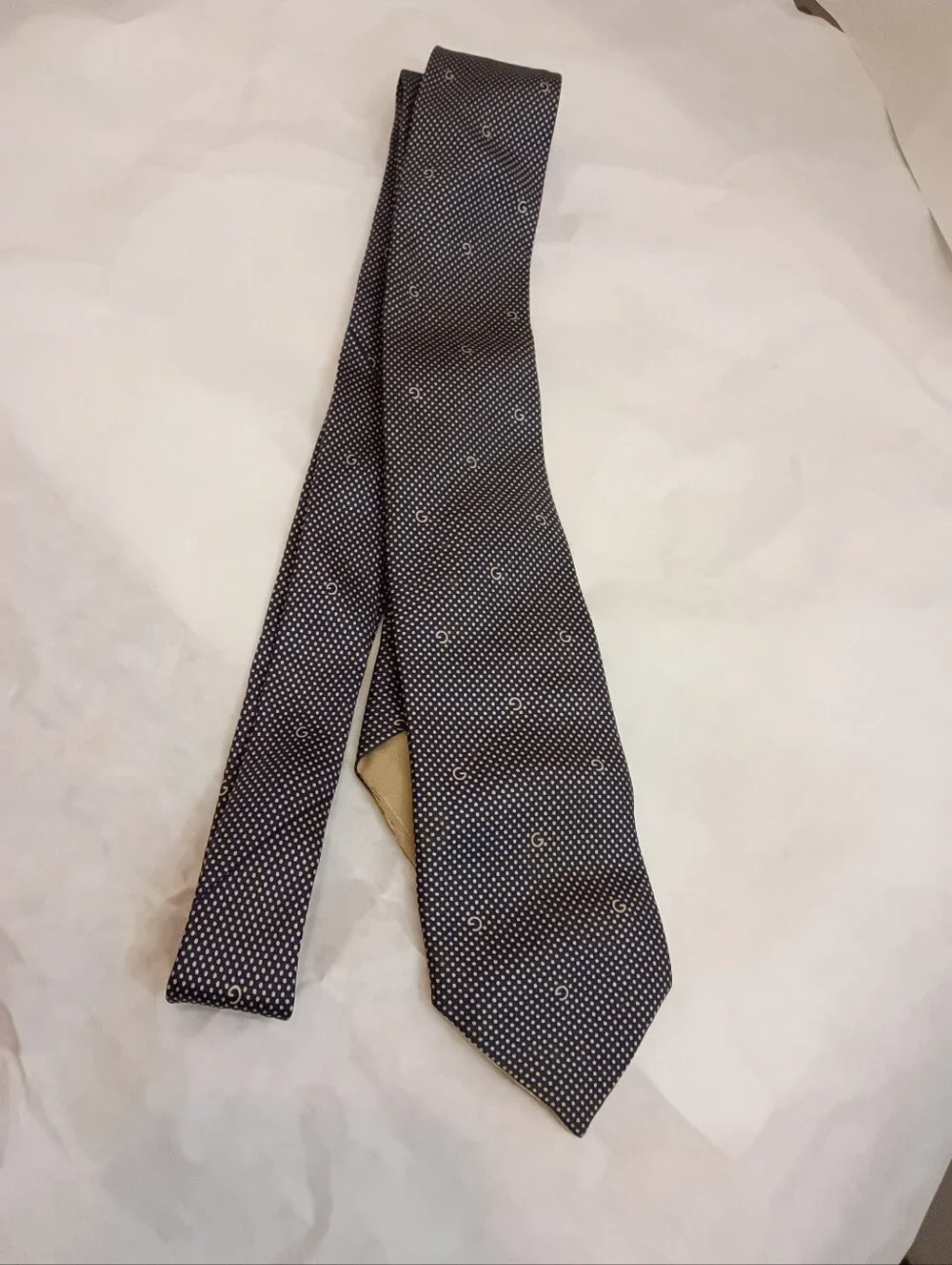 GUCCI VTG LOGO G All Over Print Rare  Skinny TIE